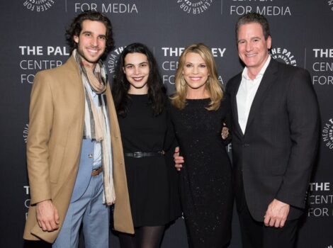 Nikko Santo Pietro, from left, Gigi Santo Pietro, Vanna White, and George Santo Pietro attend The Paley Center for Media Presents: Wheel of Fortune: 35 Years as America's Game at The Paley Center for Media in New York City on Nov. 15, 2017.