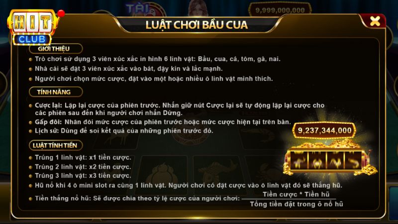 Luật chơi game Bầu Cua Hit Club